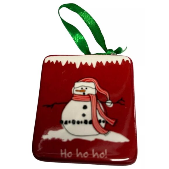 Ganz Snowman "Ho Ho Ho!" Ceramic Christmas Tree Display Ornament Holiday - Picture 1 of 4